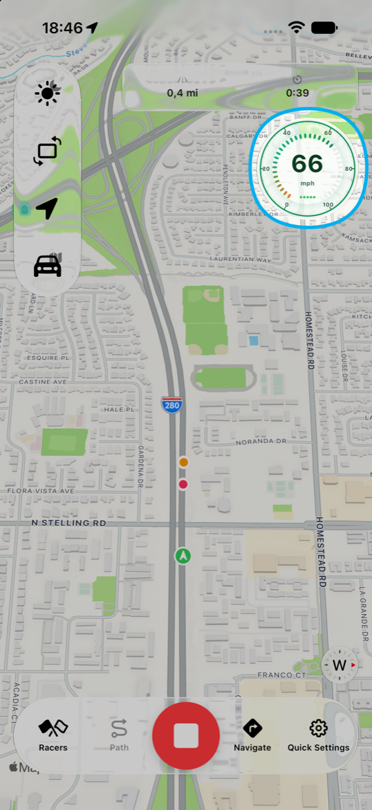 HUD de velocidad en el lado derecho del mapa